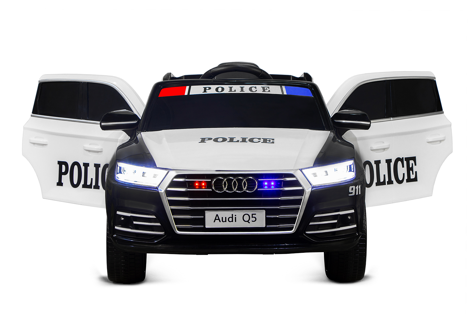 Kidcars Kinder Elektroautos mit Akku - Kinder Elektro Auto Audi Q5  Policecar 2x 40W 12V 7Ah 2.4G RC Bluetooth