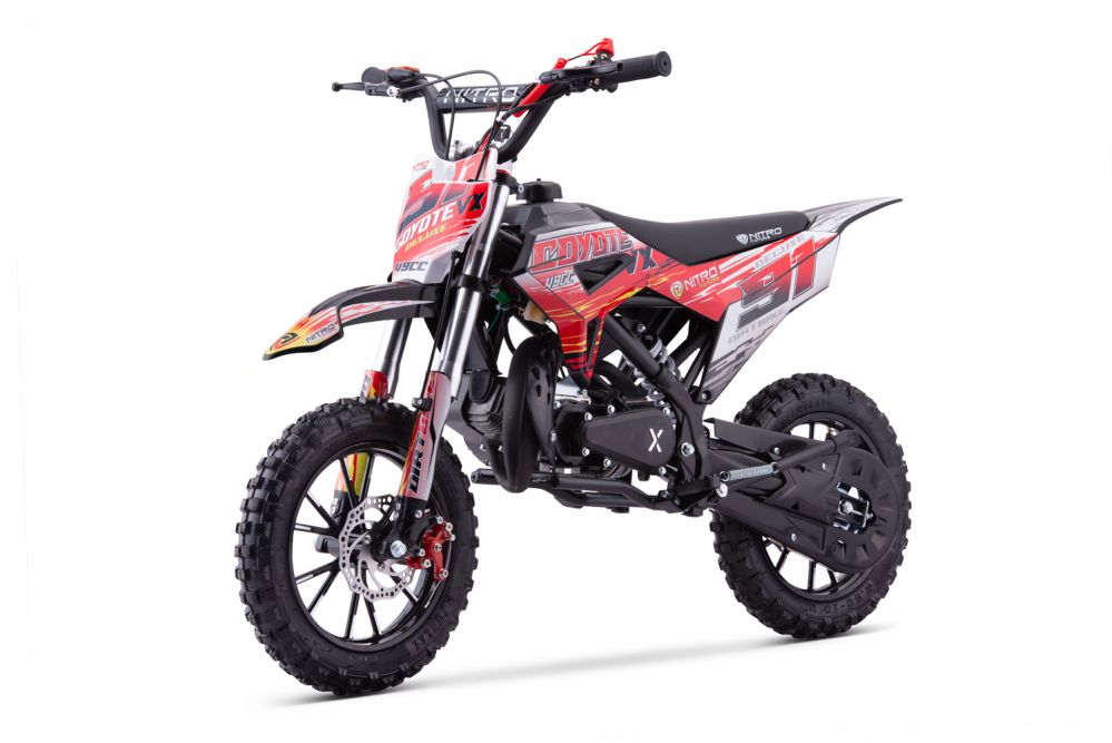 NITRO MOTORS 49cc mini Kinder Dirtbike Coyote VX Hydraulic UPSD fork E-Pullstart DLX 10"